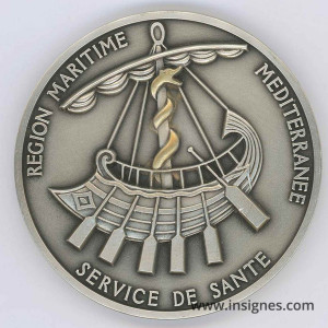 Service de Santé Région Maritime Méditerranée Médaille de table 70 mm